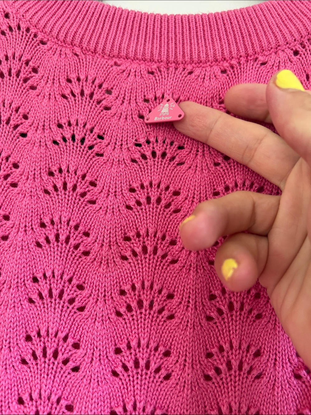 Barbour Pink Eyelet Crewneck Sweater - Picture 6 of 6